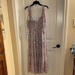 Hill House Floral Midi Dress in Pink and Blue